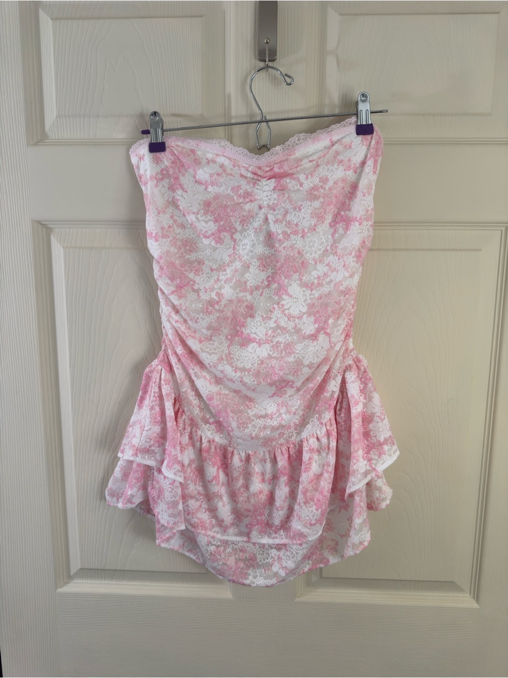PINK LoveShackFancy Strapless Lace Mini Dress Sz Medium NWT - Picture 3 of 7